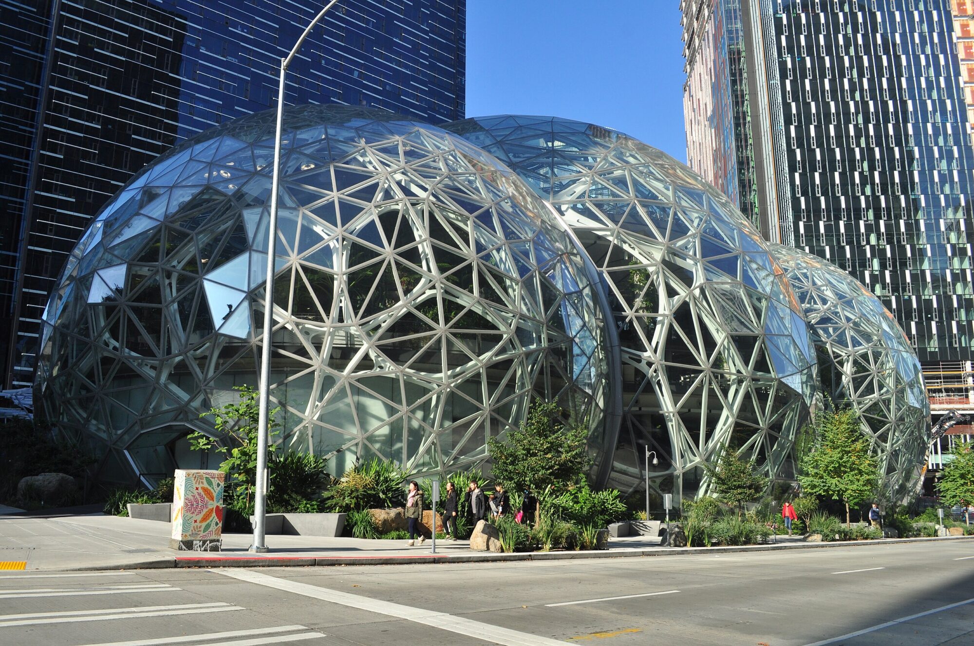 Part of the reason for the growth of population is due to the rise of Tech-giants and start-ups headquartered in the city, like Amazon. Pictured are the Amazon Spheres, part of Amazon’s headquarters located in the South Lake Union District north of downtown. (About Amazon)